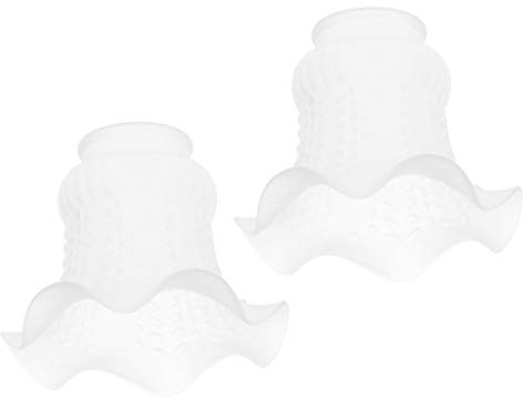 2Pcs Tulip Bell Shape Vintage Frosted & Clear Glass Lamp Shade Replacement