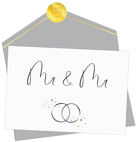 Joli Coon Hochzeitskarte Mr und Mr - Klappkarte zur Hochzeit mit Kuvert und goldenem Siegelsticker - Hochzeitskarte gleichgeschlechtlich