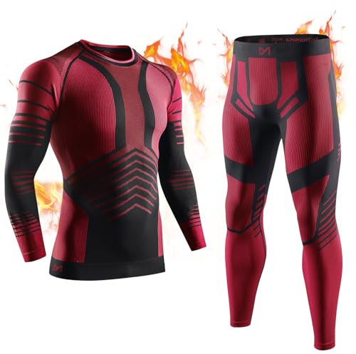 GarBull Thermounterwäsche Herren Skiunterwäsche Warme Thermo Unterwäsche Set, Atmungsaktiv Schnelltrocknend Thermowäsche Sport Thermounterhose für Männer