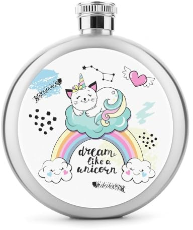Flacon De Hanche En Acier Inoxydable Licorne Paresseuse Flasque À Alcool Bouteille De Whisky De Poche Pour Vodka Rum 9x9cm