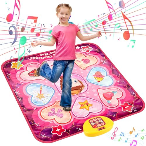 GuKKK Tanzmatte für Kinder ab 3 Jahren, Elektronisches Tanzpad, 9 Stufen 3 Modi, Musikmatte Tanzmatte, Weihnachten Geburtstags Geschenke Spielzeug ab 3 4 5 6 7 8 9+ Jahre Mädchen Junge, 8 Touch-Tasten