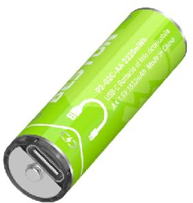 Wiby 4 Batterie Ricaricabili 1,5V Stilo AA da 2220mWh e 1480mAh al Litio | Ricarica USB-C Rapida + Cavo 4-in-1 | Tensione Costante | BMS Integrato | Ultra-leggere