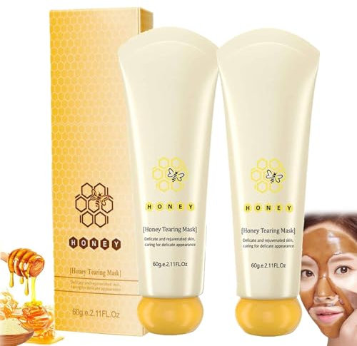 Honey Tearing Mask, Honey Peel Off Maske Gesicht, Honey Tearing Peel Masks Oil Control Painless Blackhead & Dead Skin Remover, Honey Tearings Mask Peel, Deep Cleaning & Pores Shrink,Whiten Skin (2PC)