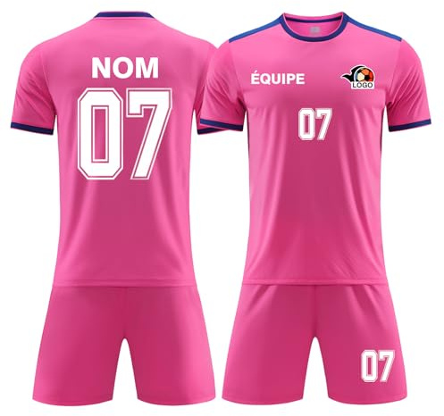 Maillot Football Personnalisé Enfant Adulte Maillot de Foot Simple sans Flocage Ensemble Foot