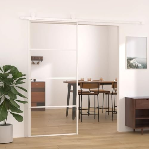 Artikel-Schiebetür ESG Glas und Aluminium 90 x 205 cm weiß, Beschläge, Baumaterialien, Türen, Haustüren