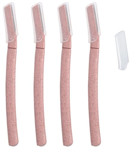 4 Dermaplaning Klingen für Gesicht, Augenbrauenrasierer mit Edelstahlklinge für Frauen, wiederverwendbare Gesichtsrasierer für empfindliche Haut & Bikinipflege