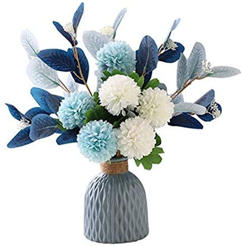 OnIUeZky Hortensia Artificielle Fleurs de Soie Fausse Bouquet d'hydratgea Fausses Arrangements Floraux pour décoration de fête à Domicile 35 * 37 cm Bleu ...