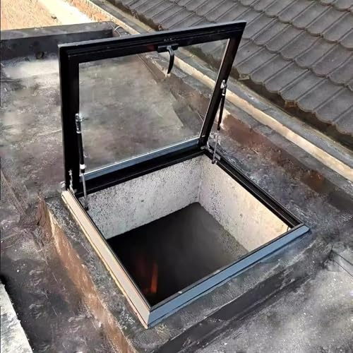 Finestra per tetto, resistente, trasparente, con maniglia di blocco, apertura manuale, accesso per fuga, pannello di ventilazione impermeabile, design anti-uragano (50 x 50 cm)