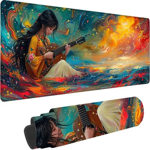 Alfombrilla Ratón Gaming XXL 900 x 400 x 3 mm, Verde Mouse Pad Dibujos Animados Alfombrilla Escritorio con Bordes Cosidos, Mousepad Gaming Mejora la precisión y la Velocidad para Jugadores, PC T-I