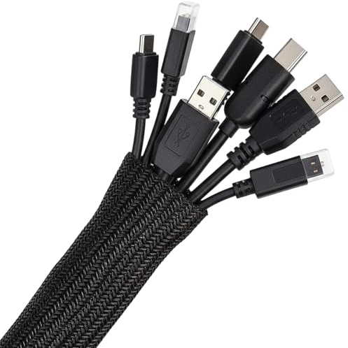 2 Stück 3m Kabelschlauch, 13-25 mm, Selbstschließend Kabelkanal, Kabel Organizer, Kabelschlauch Schwarz, Kabelmanagement für Schreibtisch, TV, Computer, PC, Kabelschutz für Hund, Katze, Schwarz
