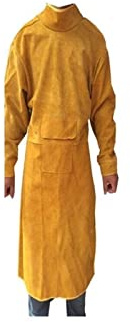 Soldador de cuero ropa soldadura llamadas soldador retardante en general siam del delantal traje protección metal líquido(Yellow stand collar,L)