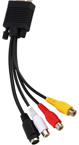 OEBUAFI PC Converter Cable, VGA SVGA to S-VIDEO 3 TV AV Adapter for Home Theater System