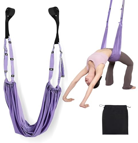 CHUANFU Yoga Dehnungsband Türhängband, Polyester Yoga Gurte Set, Verstellbarer Aerial Yogatuch zum Aufhängen, Yogagurt Beinstretcher Stretching Band Dehnungsband, für Pilates Flexibilität Training