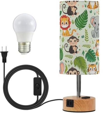 Mnsruu Lampe de chevet animaux de la jungle feuilles de palmier lampes de chevet 3 voies Dimmable lampe de contrôle tactile pour chambre à coucher salon (ampoule incluse)
