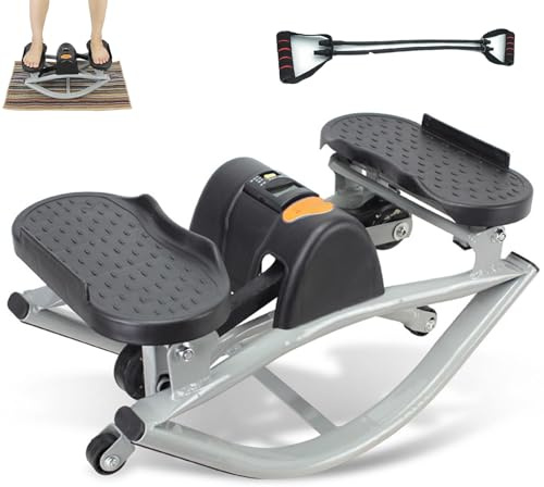 Stepper fitness a dondolo laterale, compatto, antiscivolo, per allenamenti a casa, macchina portatile con monitor LCD per gambe, glutei e addominali