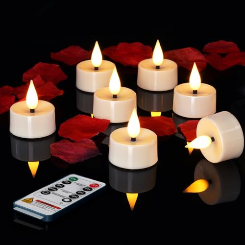 Homemory 12 Pack 2/4/6/8H Remote Timer Tealights Flameless Fake Battery Led | Flicker Realistic Bright Long Last 400+ Hours, for Home Decor, Christmas, Birthday Gift, Mother, Valentine's Day, Wedding