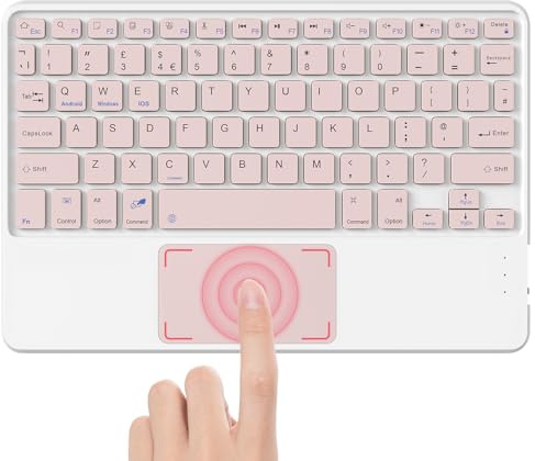 LAMA Teclado inalámbrico con panel táctil, portátil, universal, ultradelgado, Bluetooth, tablet, mini teclado para iPad/Tablet/iOS/Android/Windows/portátil/ordenador/teléfono