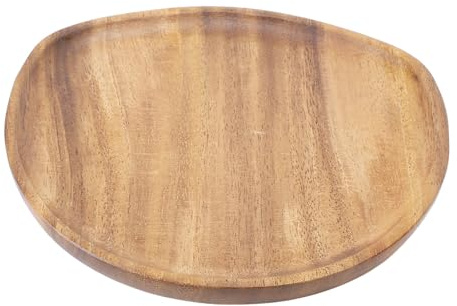 ANKROYU Assiette de service en bois de noyer de style japonais, forme unique, vaisselle artisanale pour dessert, collation aux fruits, vaisselle de cuisine réutilisable avec finiti (20CM*20CM)
