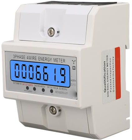 Compteur d'énergie numérique triphasé à 4 fils, Rail Din rétro-éclairé, affichage Lcd 3x127 220vac 10 100a wattmètre pour bureau, hôpital industriel, école