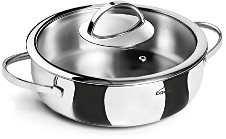 Lacor - Tartera con tapa Belly [ Nuevo diseño ], Acero Inoxidable 18/10 | En acero inox 18/10, cocina y conserva con su tapa; de 24 cm de diámetro, ideal para cocina profesional y uso diario en casa