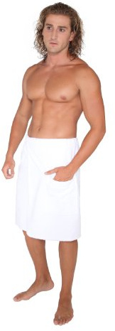 Arus Mens Certified Organic Robe Turkish Cotton Shower Bath Wrap White, SM