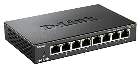 D-Link DGS-108 Switch 8 ports Gigabit Metallique 10/100/1000mbps - Idéal Partage de Connexion et Mise en Réseau Small/Home Office