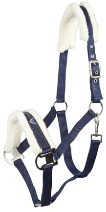 Pfiff 101515 Halfter mit Kunstfell unterlegt, Pferdehalfter Pony Full Cob