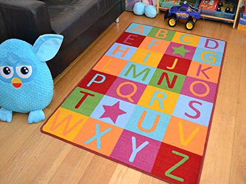 ABC Alphabet Rug Bright Vibrant Children's Bedroom Play Room Mat Easy Clean 4 Sizes (80x120cms)