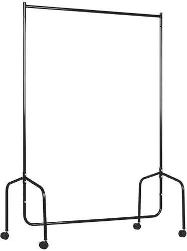 HOMCOM Portant à Vêtements Roulettes 140 Kg 120 x 60 x 170 cm Acier Noir