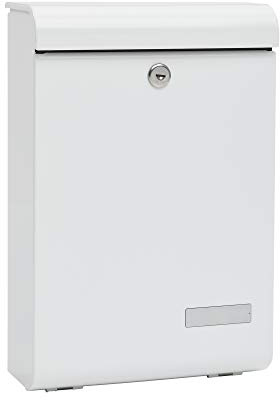 MEFA by Renz Briefkasten Lento 135 mit Namensschild (Farbe weiß, Postkasten mit Schloss, Größe 405x270x118 mm) 135010DE