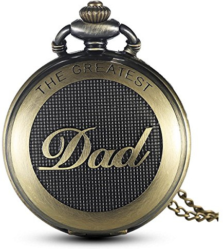 Swhily Pocket Watch, Mens Vintage Quartz Dad Pocket Watches with Chain for Daddy Birthday,Valentine's Day, Christmas + Gift Box (Bronze)