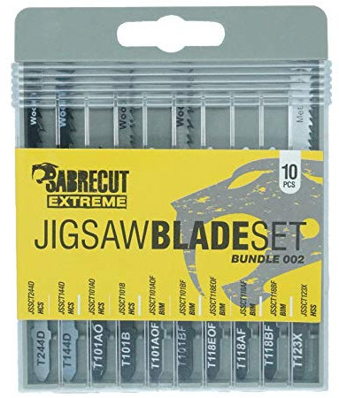 10 x SabreCut JSSCK002 Professional Jigsaw Wood and Metal Cutting T144D T244D T101B T101BF T101AO T101AOF T118EOF T118AF T118BF T123X Box Set