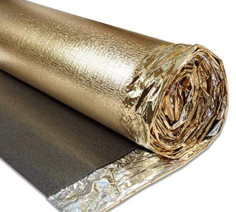 Acoustic Sonic Gold Underlay 5mm Thick - Choose Any Size - for All Wood, Laminate Flooring - Damp Proof Mebrane - Great Sound & Heat Insulation (5mm Thick, 75m2-5 Rolls)