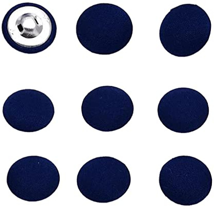 dailymall 10 Stück Ösen Knöpfe Stoff bezogen, Stoffknöpfe, Ösenknöpfe mit Stoff bezogen - Tiefes Blau