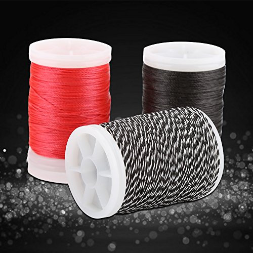3 Farben 120m Bogenschießen Bow String Serving Thread, Strong Pull Fiber Bowstring Protector für Bögen Target Outdoors Verschleißfest(Schwarz + Weiß)