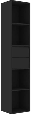 vidaXL Bücherregal mit 4 Regalböden 2 Schubladen Standregal Büroregal Wandregal Schrank Aktenregal Regal Schwarz 36x30x171cm Holzwerkstoff