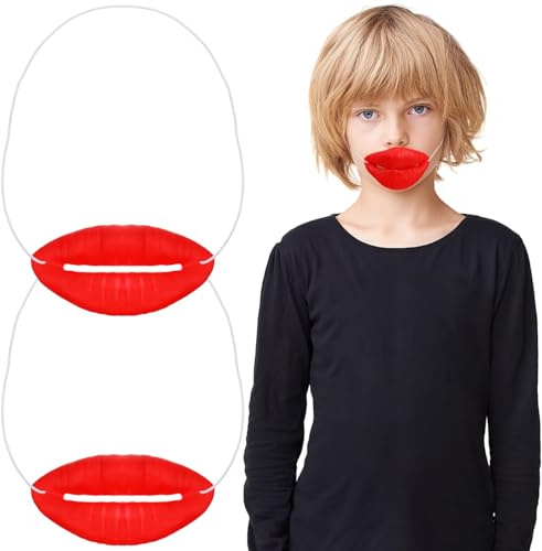 Amosfun 2st Gesichts-cosplay-requisiten Dicke Große Mund Spielzeug Ornamente Dekoration Für Tanzpartys Geist Kopf Masken Falsche Lippen Halloween Cosplay Masken Tier Kind Großer Roter Mund