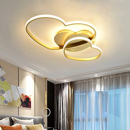 LED 40W Deckenleuchte Kinderzimmerlampe Junge Mädchen Schlafzimmer Deckenlampe Mit Liebe Herz Design Acryl Metall Deckenbeleuchtung Kronleuchter Für Esszimmer Deckenlicht,Gold…