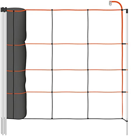 VOSS.farming TitanLight Net Schafnetz mit Vertikalstreben, 50m, 1 Spitzen, 90cm Netzhöhe, orange, Elektrozaun-Netz, Schweine, Ziegen