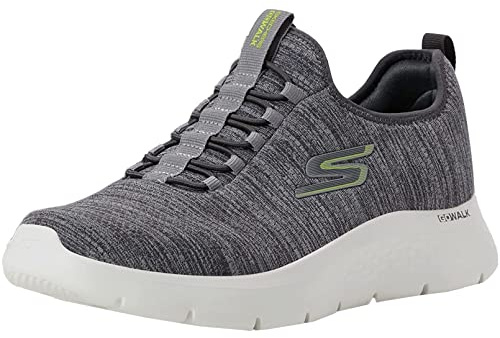 Skechers herr Corliss-Dorset Sneaker, Grå textil lime trim, 48.5 EU