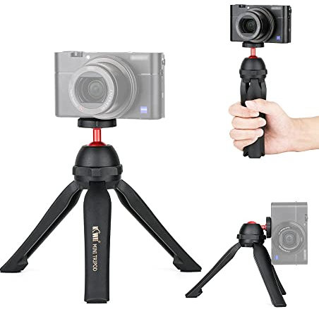 KIWIFOTOS Mini Desktop Tabletop Vlog Travel Tripod Selfie Grip for Sony ZV-1 ZV-1II ZV-1F RX100 Series R50V Powershot V1 D-Lux 8 LX100 X100 & Compact Camera, Entry-Level DSLR LED Light Mini Projector