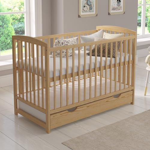 Love For Sleep Babybett Beistellbett 120x60cm mit Schaumstoffmatratze Kiefer Jacob Kinderbett Baby Bett Holz - Kinderbett Babybett, Mitwachsend Gitterbett Baby Bed