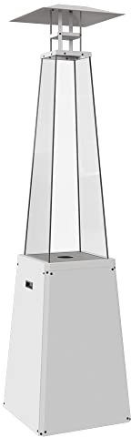 KRATKI Umbrella BS Chauffage Extérieur Moderne au Gaz 12 kW Design Décoratif Elégant Adapté au Système de Contrôle de Sécurité Alimenté au Propane pour Terrasse du Jardin Acier et Verre Blanc