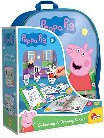 Colorbaby Peppa Pig - Set mochila infantil, Cuaderno actividades para colorear, 2 pizarras, 4 escenarios de cartón, 8 personajes doble cara con soporte, Pegatinas, Rotuladores, 3 años, 47317