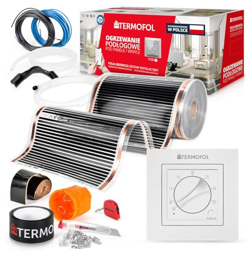 Termofol - Película de calefacción por infrarrojos | Potencia: 220 W/m2 | Superficie de 1 m² | Kit completo con termorregulador TF-H3 | Para autoensamblaje | Calefacción por suelo radiante, pared o