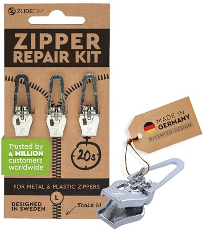 Reißverschluss Reparaturset für Metall & Kunststoff – 3pcs – Silber L
