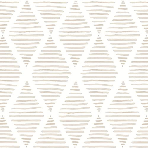 Okydoky Moderne Streifen-Tapete Zum Abziehen und Aufkleben - Beige und Weißes Kontaktpapier, 44cm x 600cm, Geometrisch, Selbstklebend, Abnehmbar, Dekorativ, Vinyl - 8202-Beige-6.DE