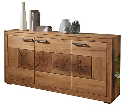 möbelando Sideboard WZ-0315 aus Wildeiche in Natur geölt mit 3 Türen und 3 Einlegeböden. Abmessungen (BxHxT) 171x85,5x40 cm