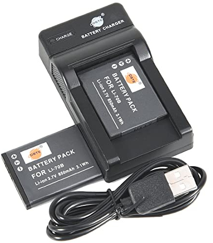 DSTE (2-Pack) Li-Ionen LI-70B Batterie und Micro USB Ladegerät Anzug kompatibel mit Olympus D-700 D-705 D-710 D-715 D-745 FE-5040 VG-110 VG-120 VG-130 VG-160 X-940 X-990 Kamera