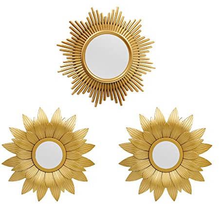 OIGUMR 3 Pack Wall Mirrors - Decorative Gold